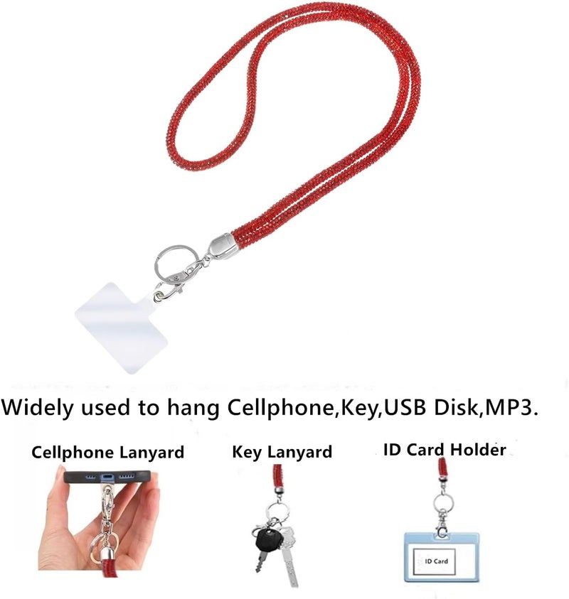 Global_Shopper Fashion 34.8'' Sparkle All Round Crystal Neck Lanyard,Bling Work Name Card Holder For Women(AB White,1PC) - Image 3